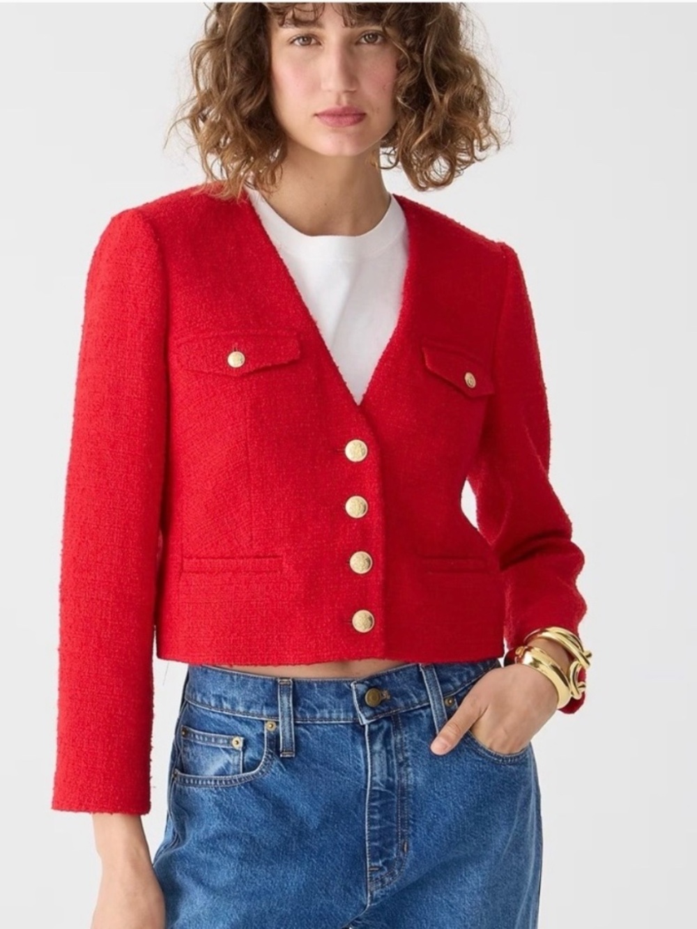 J Crew V-Neck Lady Jacket in Maritime Tweed